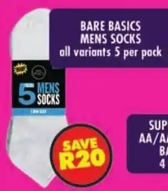 Shoprite Bare basics mens socks offer