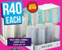 Shoprite Willy beer/ zombie/ jager glass offer