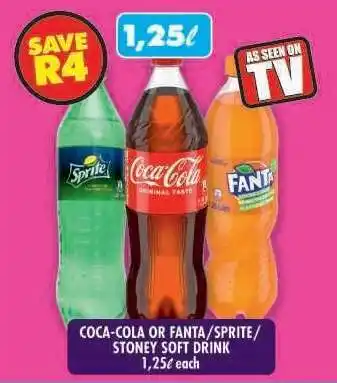 COCA-COLA OR FANTA/SPRITE/STONEY SOFT DRINK