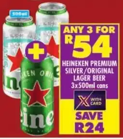 Shoprite Heineken premium silver/ original lager beer cans offer