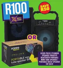 Shoprite Xceed pulse cylinder speaker/ graffiti bluetooth portable mini tube speaker/ portable disco speaker 5w offer