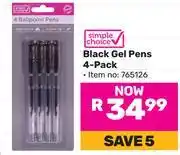 Game Simple Choice Black Gel Pens 4 Pack offer