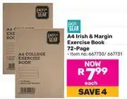 Game Pen + Gear A4 Irish & Margin Exercise Book 72 Page offer