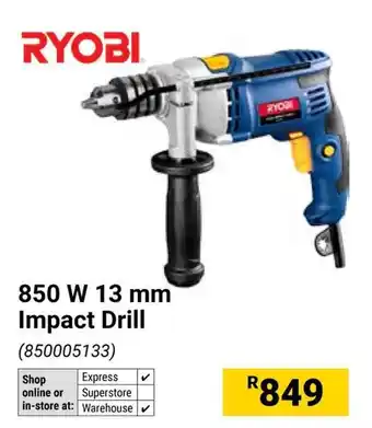 Builders Warehouse RYOBI 850 W 13 mm Impact Drill offer