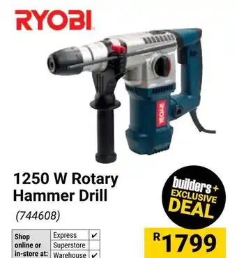 Builders Warehouse RYOBI 1250W Rotary Hammer Drill offer