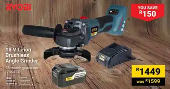 Builders Warehouse RYOBI 18 V Li-ion Brushless Angle Grinder offer
