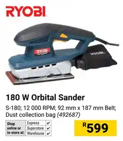 Builders Warehouse RYOBI 180 W Orbital Sander offer