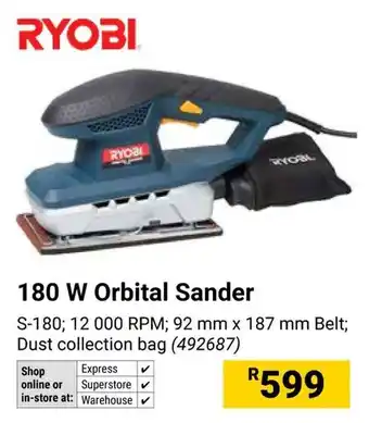 Builders Warehouse RYOBI 180 W Orbital Sander offer