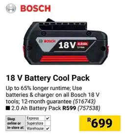 Builders Warehouse BOSCH 18 V Battery Cool Pack offer