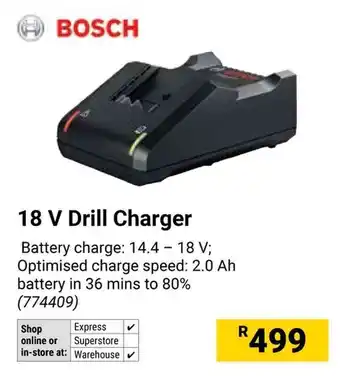 Builders Warehouse BOSCH 18 V Drill Charger offer