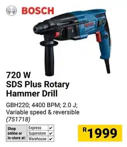 Builders Warehouse BOSCH 720W SDS Plus Rotary Hammer Drill offer