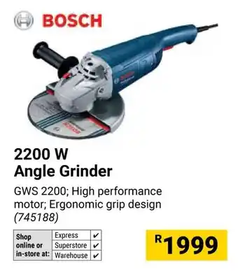 Builders Warehouse BOSCH 2200W Angle Grinder offer