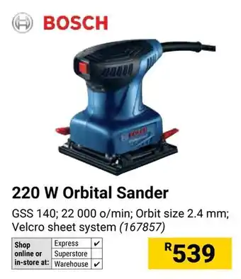 Builders Warehouse BOSCH 220 W Orbital Sander offer