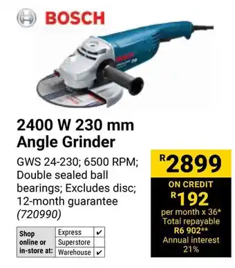 Builders Warehouse BOSCH 2400 W 230 mm Angle Grinder offer