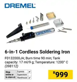 Builders Warehouse DREMEL 6-in-1 Cordless Soldering Iron offer