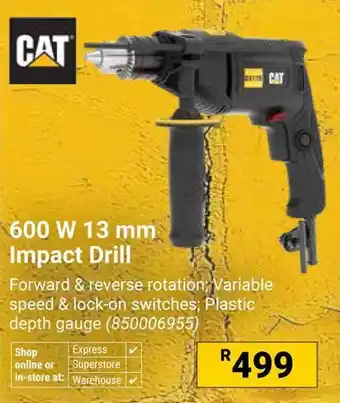 Builders Warehouse CAT 600 W 13 mm Impact Drill offer