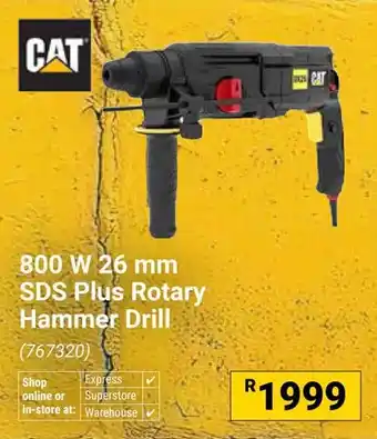 Builders Warehouse CAT 800W 26mm SDS Plus Rotary Hammer Drill offer