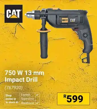 Builders Warehouse CAT 750 W 13 mm Impact Drill offer