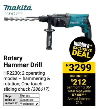 Builders Warehouse Makita Rotary Hammer Drill offer