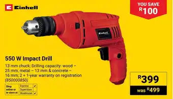 Builders Warehouse Einhell 550 W Impact Drill offer