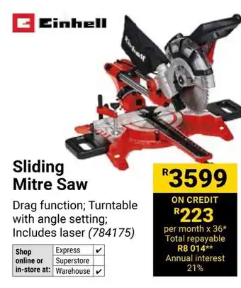 Builders Warehouse Einhell Sliding Mitre Saw offer