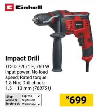 Builders Warehouse Einhell Impact Drill offer