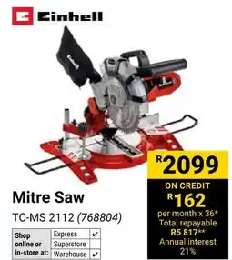 Builders Warehouse Einhell Mitre Saw offer