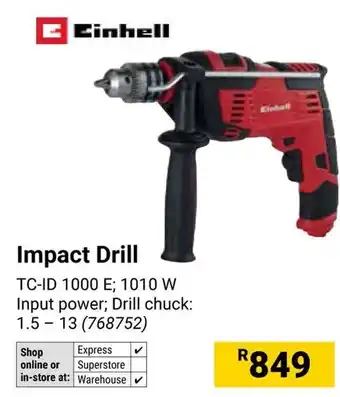 Builders Warehouse Einhell Impact Drill offer