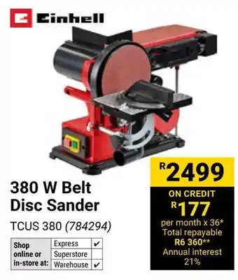 Builders Warehouse Einhell 380 W Belt Disc Sander offer