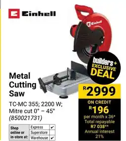 Builders Warehouse Einhell Metal Cutting Saw offer