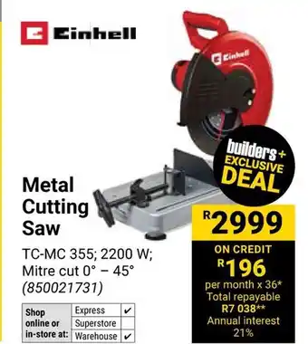 Builders Warehouse Einhell Metal Cutting Saw offer
