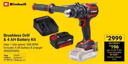 Builders Warehouse Einhell Brushless Drill & 4 AH Battery Kit offer