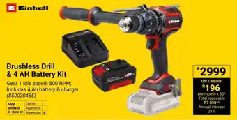 Builders Warehouse Einhell Brushless Drill & 4 AH Battery Kit offer