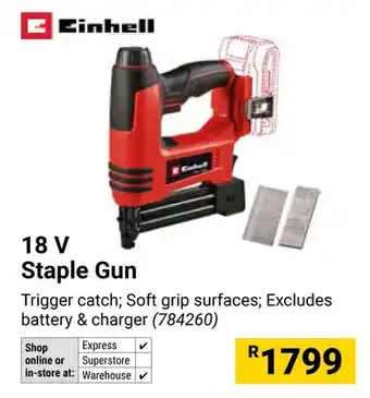 Builders Warehouse Einhell 18V Staple Gun offer