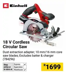 Builders Warehouse Einhell 18 V Cordless Circular Saw offer
