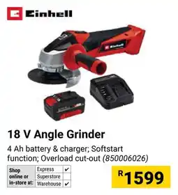 Builders Warehouse Einhell 18 V Angle Grinder offer
