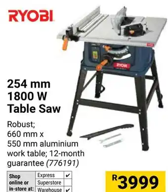Builders Warehouse RYOBI 254mm 1800W Table Saw offer