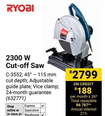 Builders Warehouse RYOBI 2300W Cut-off Saw offer