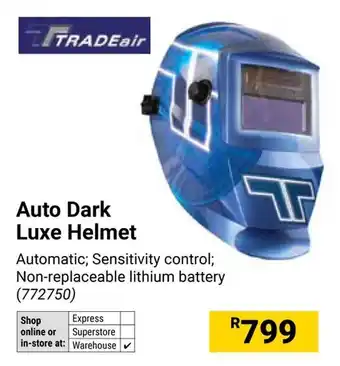 Builders Warehouse TRADEair Auto Dark Luxe Helmet offer