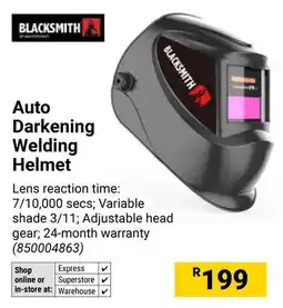 Builders Warehouse Blacksmith Auto Darkening Welding Helmet offer
