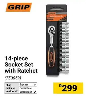 Builders Warehouse GRIP Socket Set with Ratchet offer