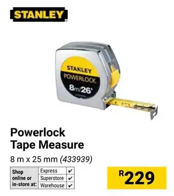 Builders Warehouse Stanley Powerlock Tape Measure offer
