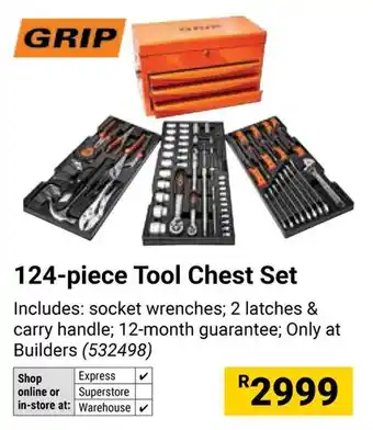Builders Warehouse GRIP Tool Chest Set offer