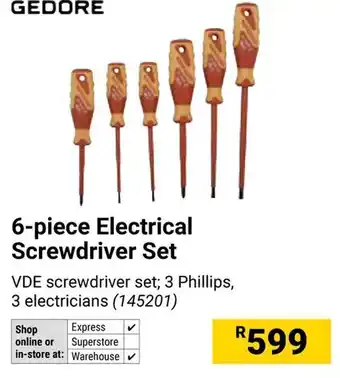 Builders Warehouse GEDORE Electrical Screwdriver Set offer