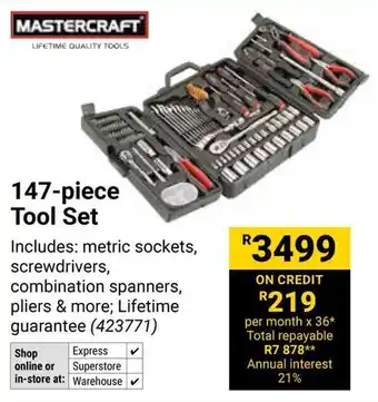 Builders Warehouse Mastercraft Tool Set offer