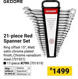 Builders Warehouse Gedore Red Spanner Set offer