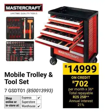 Builders Warehouse Mastercraft Mobile Trolley & Tool Set offer