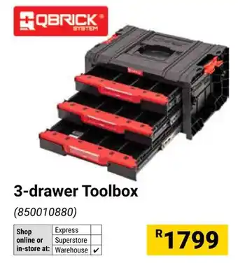 Builders Warehouse QBRICK 3-drawer Toolbox offer