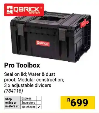 Builders Warehouse QBRICK Pro Toolbox offer