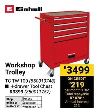 Builders Warehouse Einhell Workshop Trolley offer
